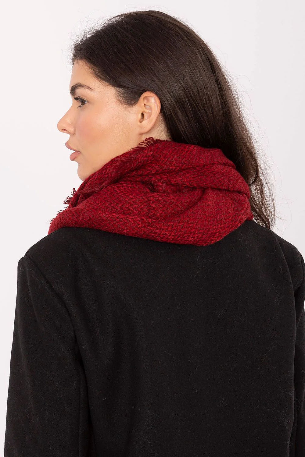 écharpe châle femme bordeaux oversize maille épaisse chevrons tissage structuré brossée franges généreuse cocooning chaud acrylique 220cm 62cm