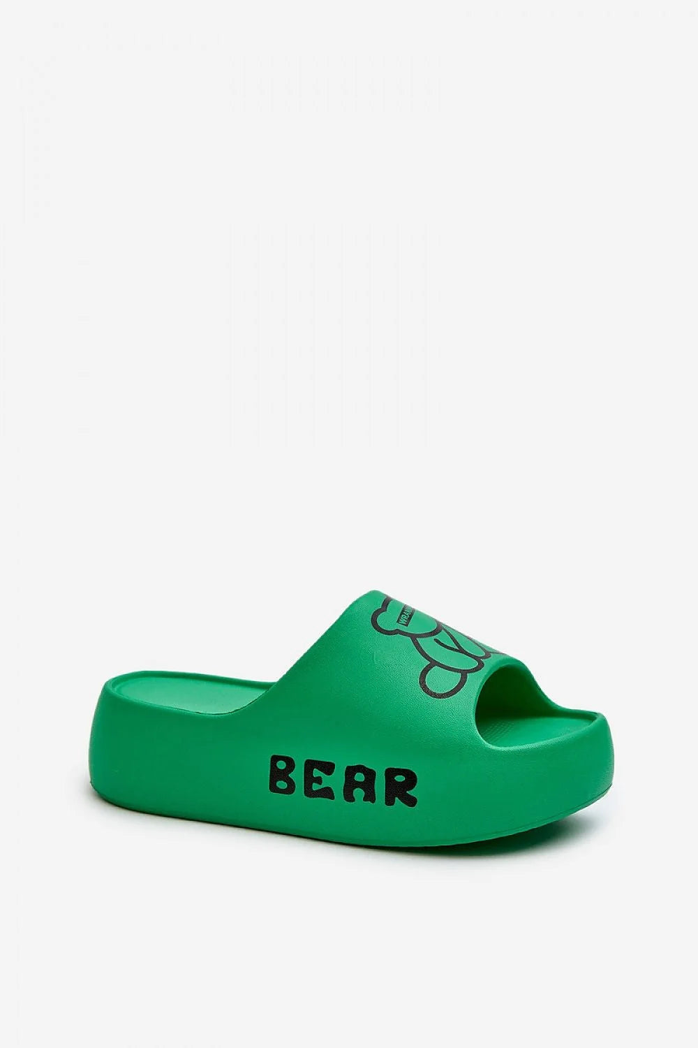 Mules femme modernes design ludique motif ours plateforme confortable couleur verte vif BEAR texturé piano semelle 5.5cm