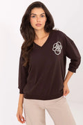 chemisier femme coton élasthanne léger aéré coupe ample manches troisquarts colV broderie fleur blanche bordcôtes poignets longueur hanches casual chic
