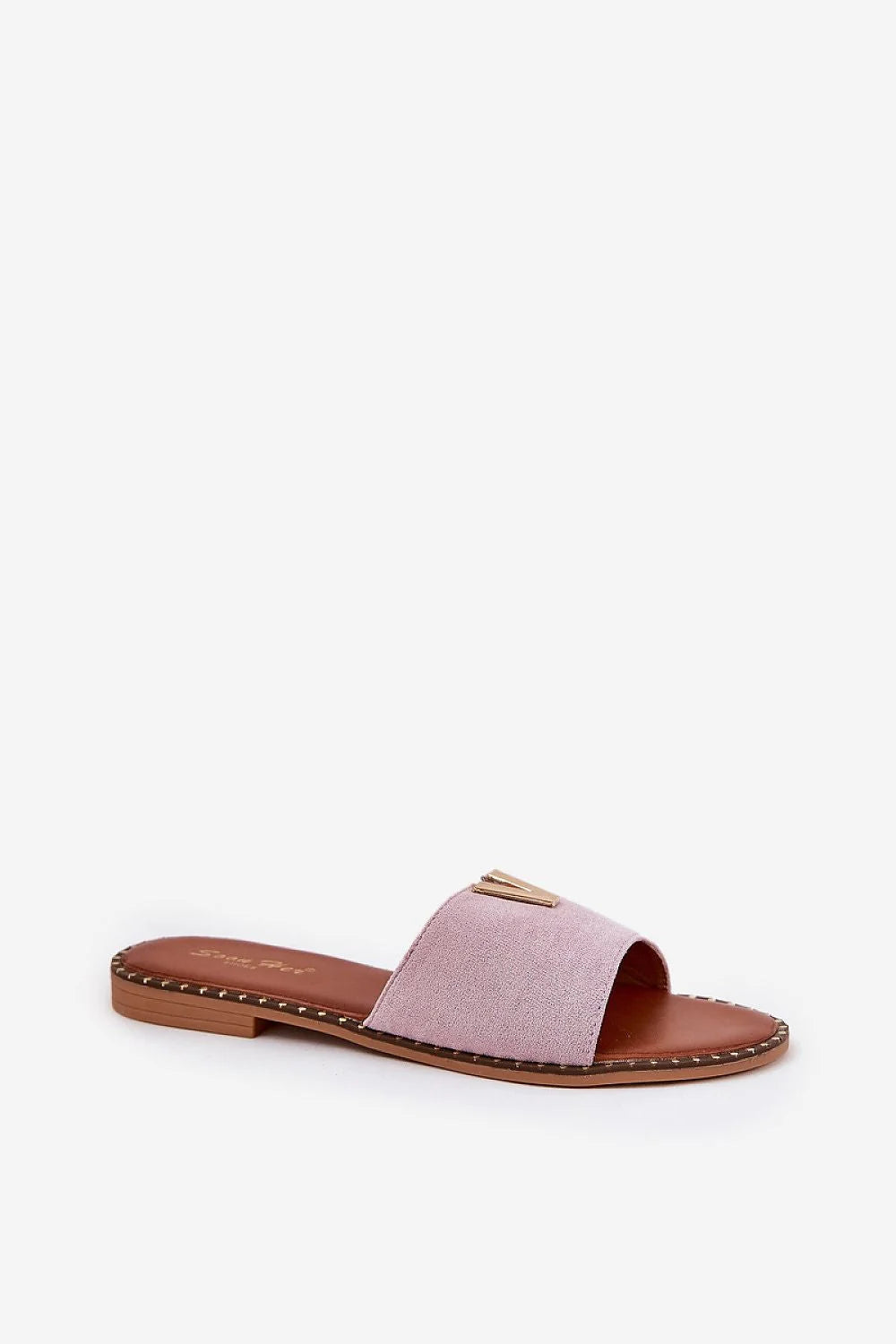 Sandales femmes style moderne minimaliste couleur lilas pâle bride large maintien confortable semelle cuir artificiel occasion été quotidien