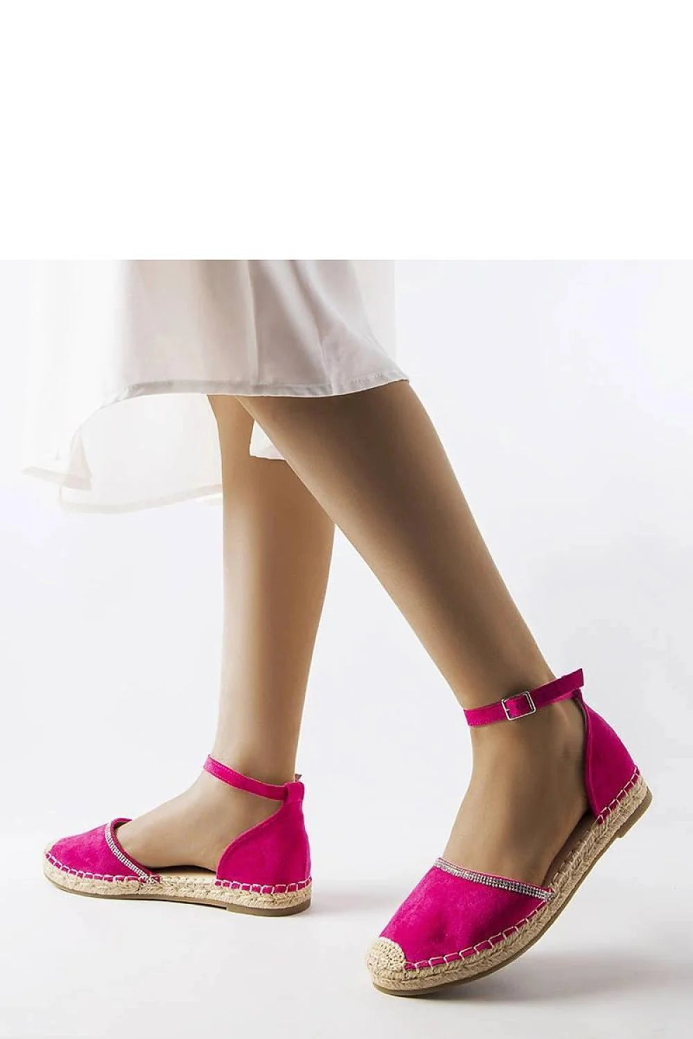 Espadrille femme rose fuchsia style classique moderne tissu corde semelle caoutchouc beige ajustable collection été 2023