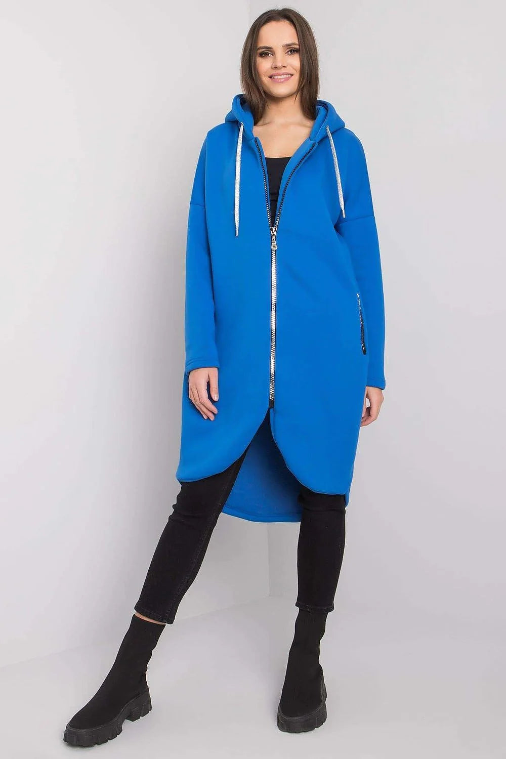 Sweatshirt Relevance pour femme moderne long asymétrique coton élasthanne casual urban style manches longues