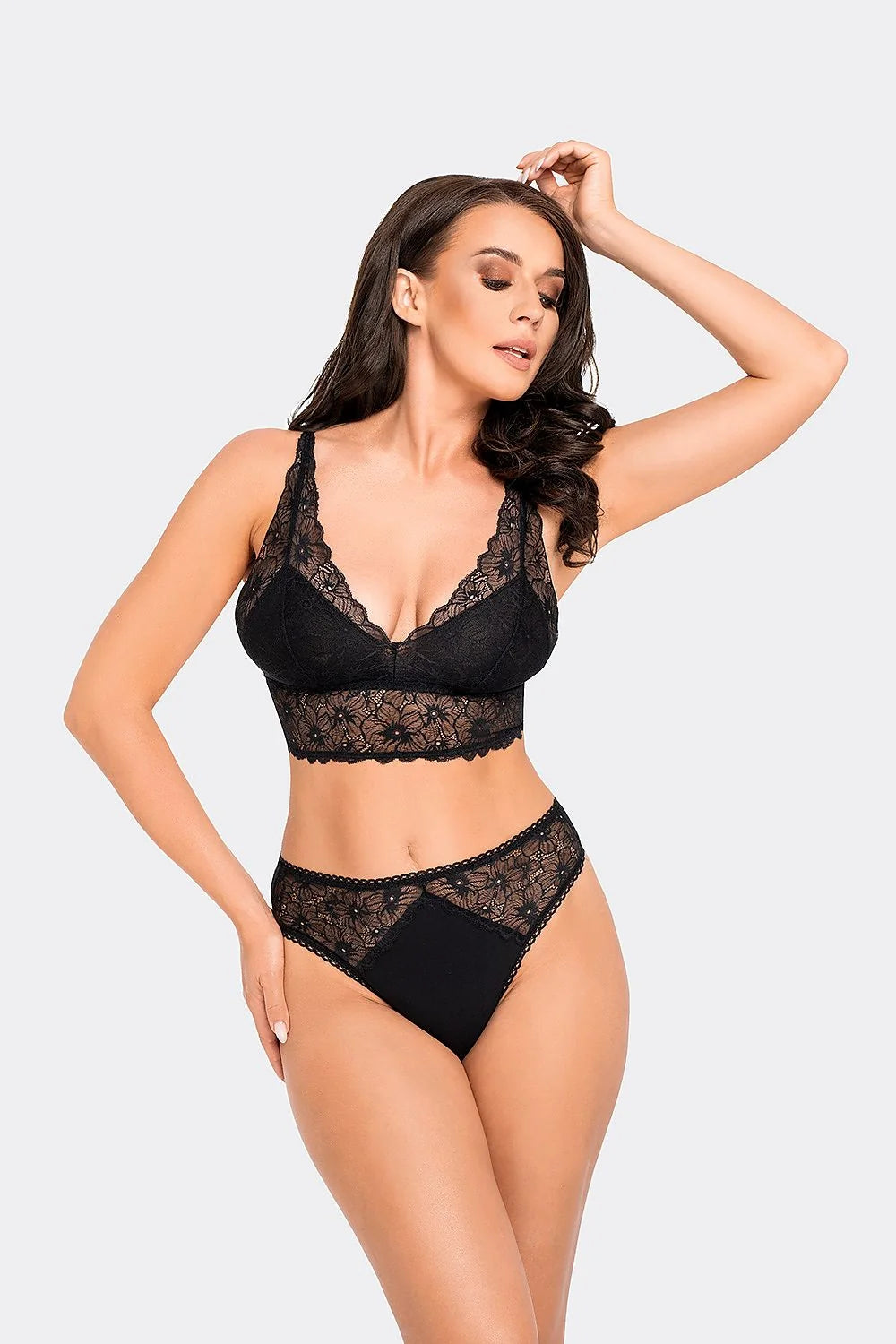 Culottes Babell en dentelle noire taille haute confortable pour femmes, style élégant, maintien optimal