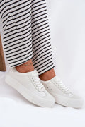 Baskets Step in style femmes design moderne confortable couleur blanche matériau textile semelle épaisse amorti supérieur ajustement parfait style urbain décontracté