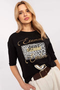 T-shirt graphique audacieux pour femme motif léopard doré manches courtes coupe ample moderne