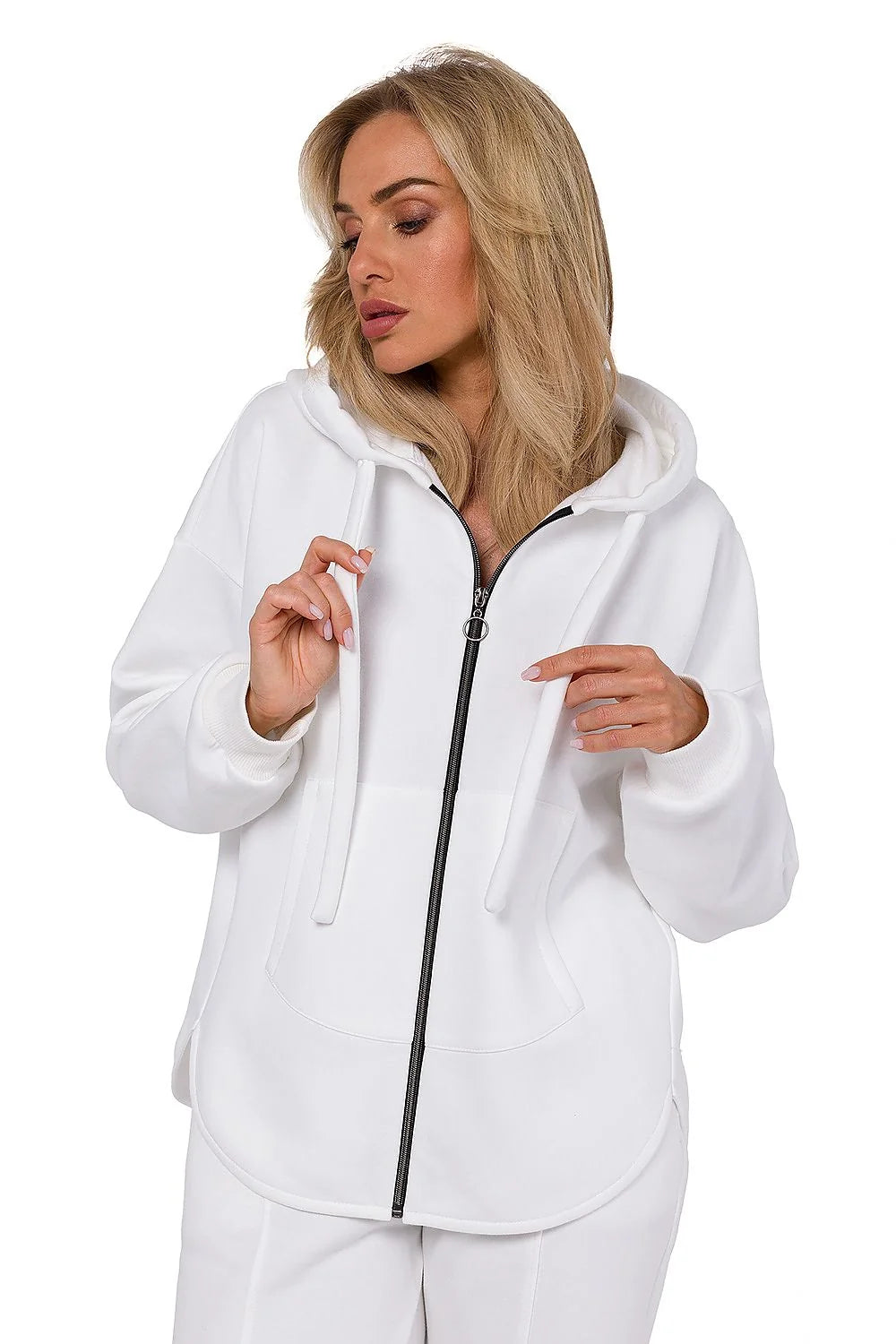 Sweatshirt Moe Femme À Capuche Casual Moderne Coupe Amples Matériaux Doux Poches Kangourou Élégant Confortable Taille Universelle