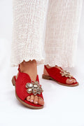 Sandales pour femmes style élégant design asymétrique talon plat suédine écologique fleur décorative confort jour et soir