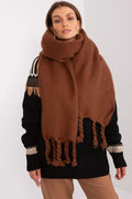 Châle d'hiver marron pour femmes en laine avec pompons élégants mode accessoire chaud style décontracté hiver automne