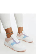 sneakers femme blanches similicuir pastel rose lilas bleu ciel semelle plateforme épaisse perforée respirante lacets rembourrée cheville antidérapante rétro confortable