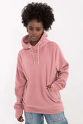 Sweatshirt à capuche pour femme style décontracté couleur rose douce matériau molletonné coupe ample poche kangourou manches longues