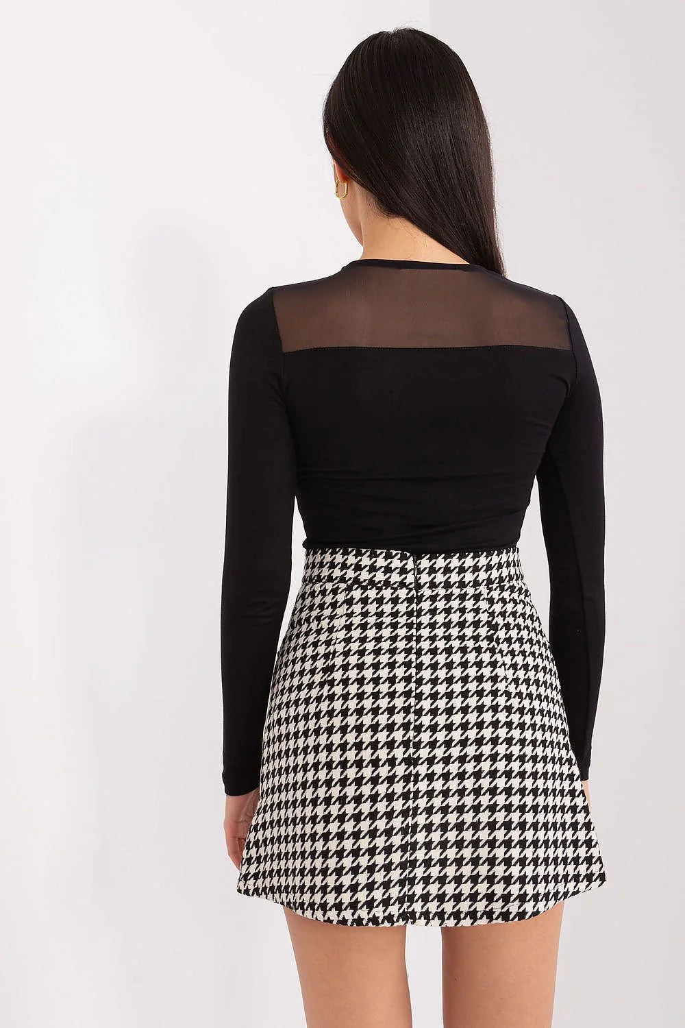 Jupe courte féminine motif pied-de-poule acrylique confortable pour toutes occasions élégance moderne style audacieux