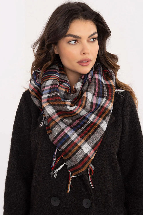 foulard femme multicolore carreaux plaid vibrant oversize 100x100cm doux duveteux coton laine franges élégance intemporelle chaud