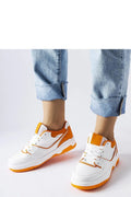 baskets Solea blanches orange basses femme rétro sport chunky silhouette semelle crantée caoutchouc tige synthétique lacets col rembourré