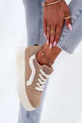Chaussures de sport pour femmes modernes en suédine écologique beige taupe style urbain confort plateforme amorti