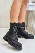 bottines noires similicuir grainées montantes rangers urbaines militaires robustes confortables semelle épaisse crantée lacets doubles fermetureéclairlatérale bout rond
