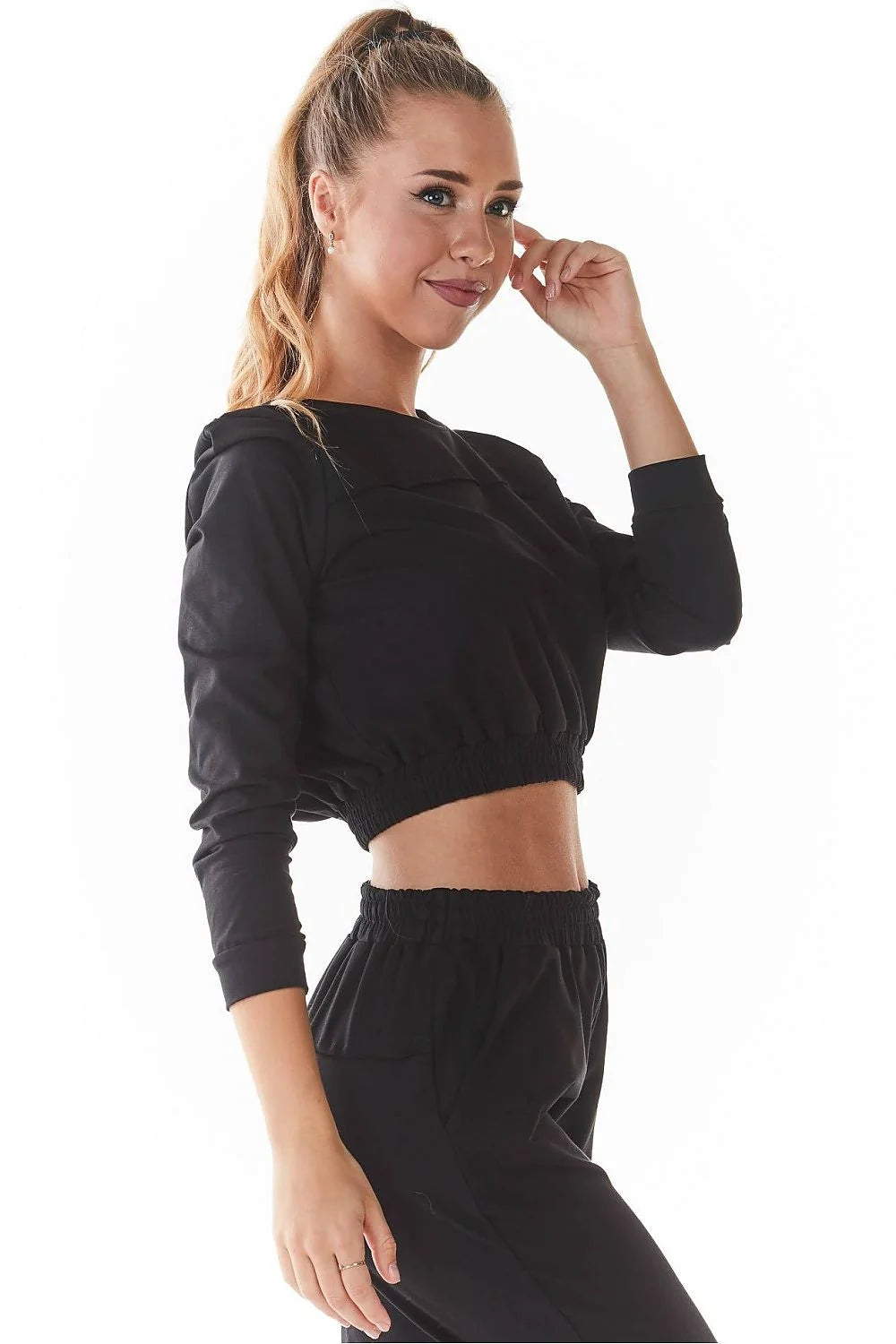 Ensemble survêtement femme Infinite You haut sweatshirt crop manches longues bas pantalon taille haute