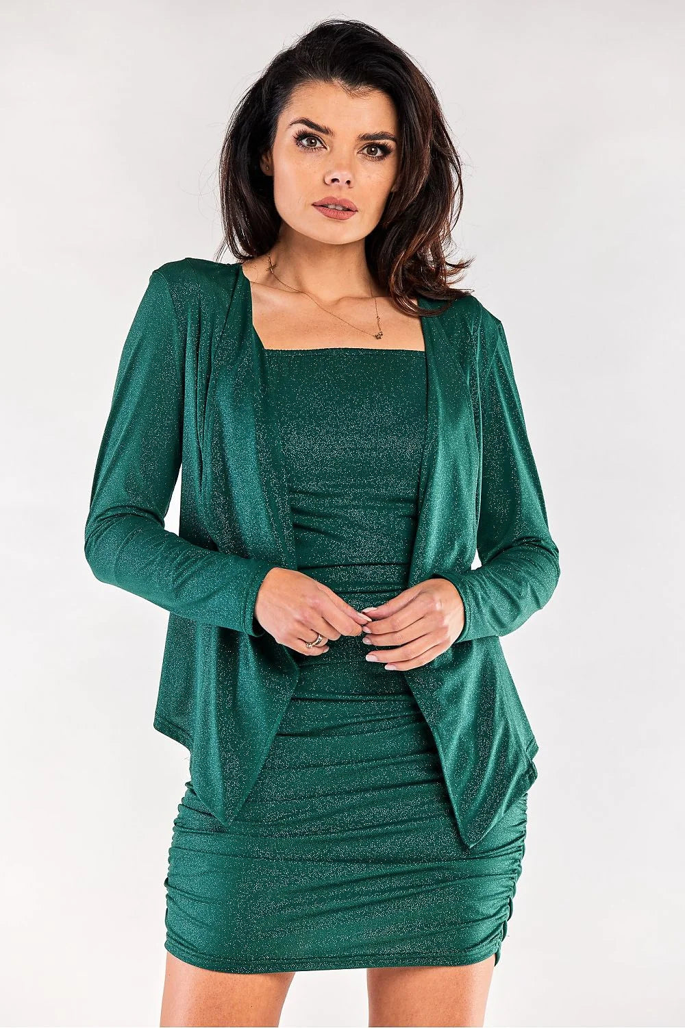 Blazer femme awama robe moulante cascade style moderne matelassé scintillant rouge vibrant occasion spéciale soirée mariage
