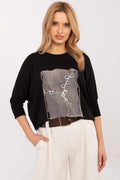 Chemisier moderne élégant semi-formel coton élasthanne manches longues coupe droite motifs abstraits strass femme