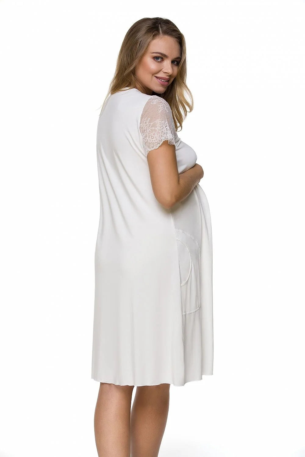 Nuisette maternité dentelle élégante confortable viscose manches courtes poches latérales grossesse future maman