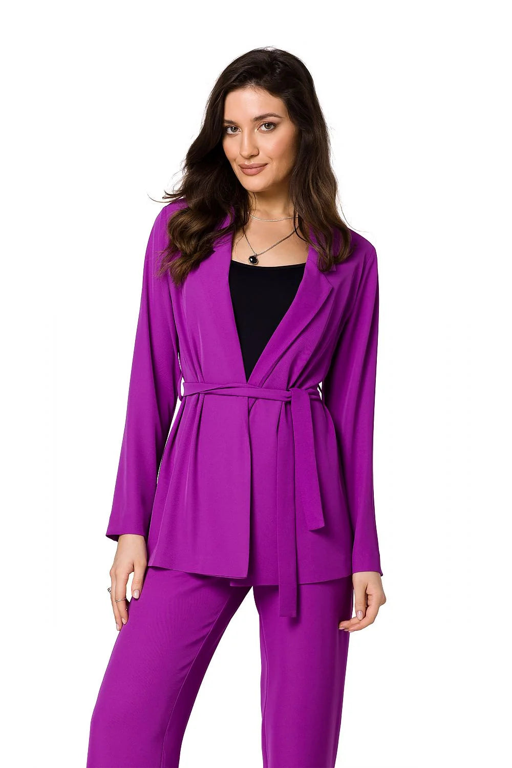 Veste longue femme style non conventionnel couleurs vives féminine tissu fluide ceinture ajustable taille personnalisée Makover