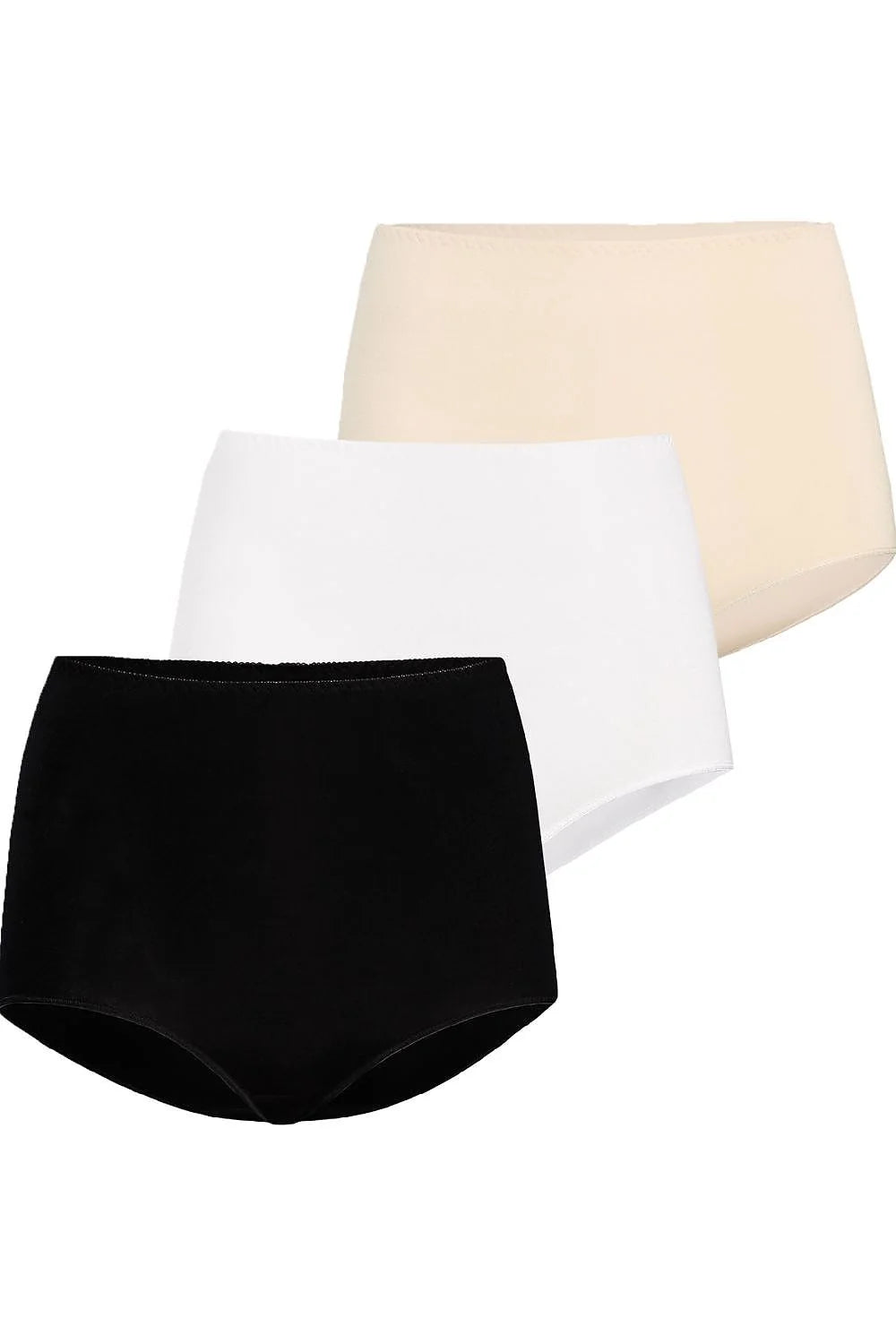 culotte taille haute coton elasthanne doux extensible confortable maintien couvrante galbe coutures plates ceinture festonnee invisible noir beige blanc XS
