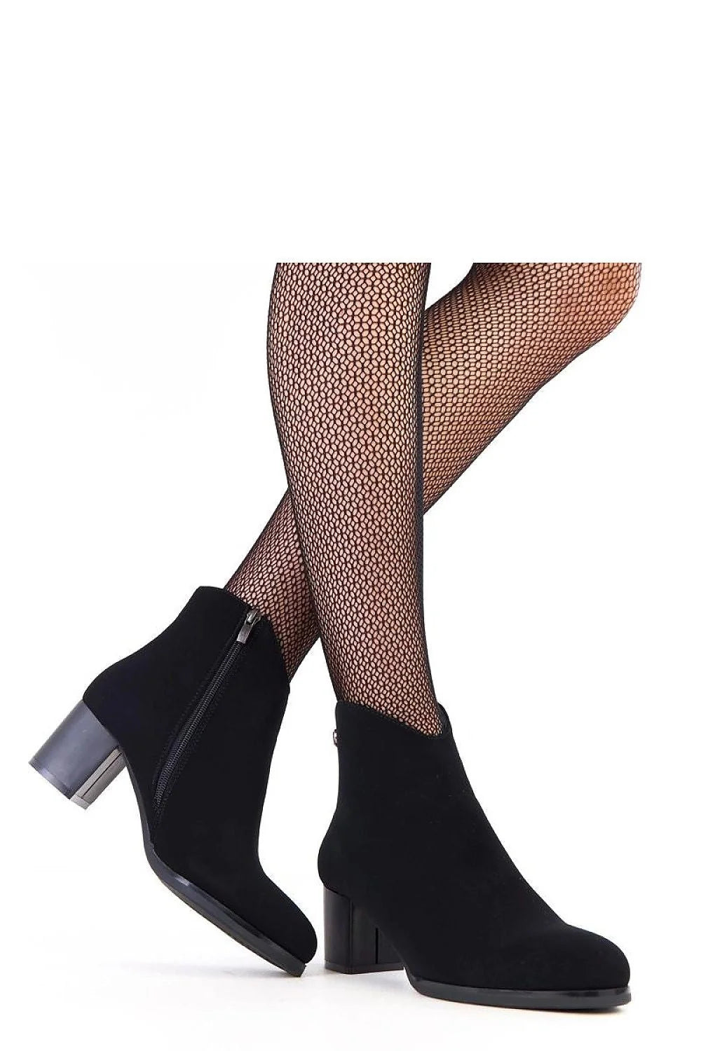 bottines cheville cuir écologique mat noir minimaliste bout amande zircone délicate féminine talon pilier stable 55millimetres doublure chaude fermetureéclairlatérale