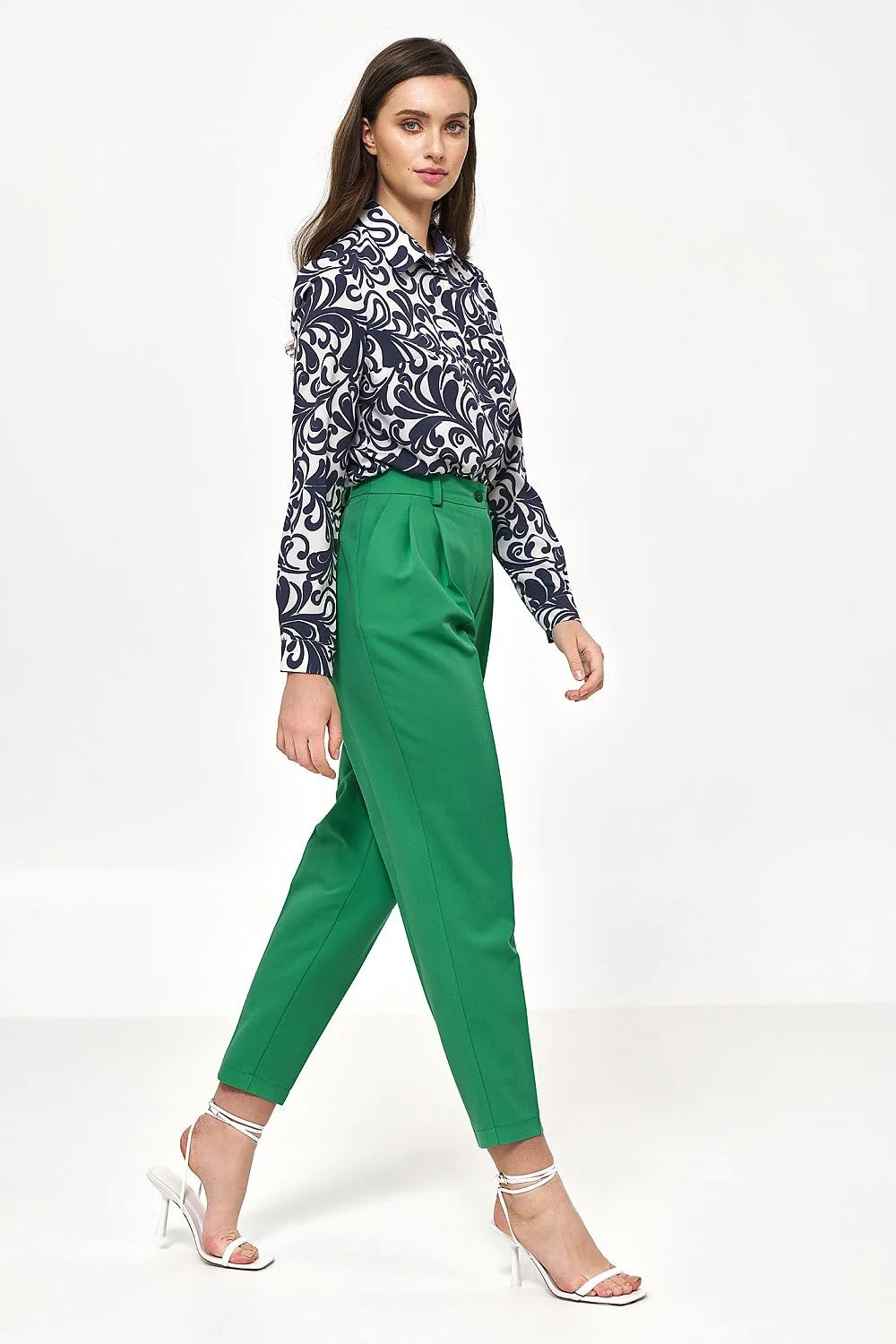 Pantalon femme Nife, ballon taille haute, viscose, poches latérales, style élégant, occasion professionnelle, tenue habillée