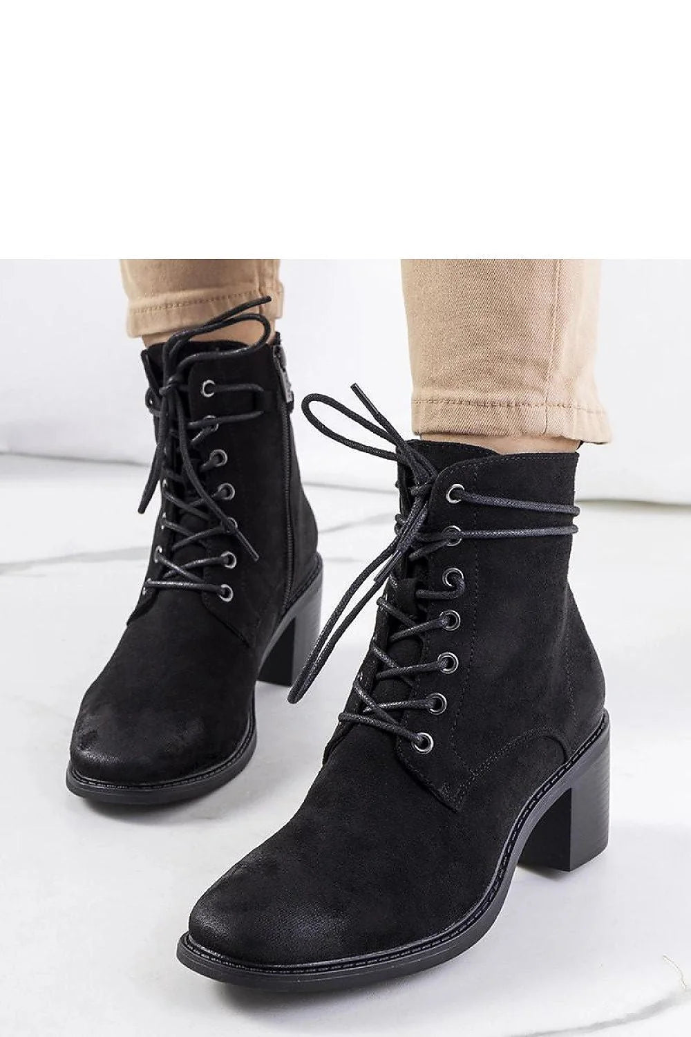 Bottines pour femmes en suédine noire design classique élégant talon stable 5-7 cm occasion quotidienne ou formelle