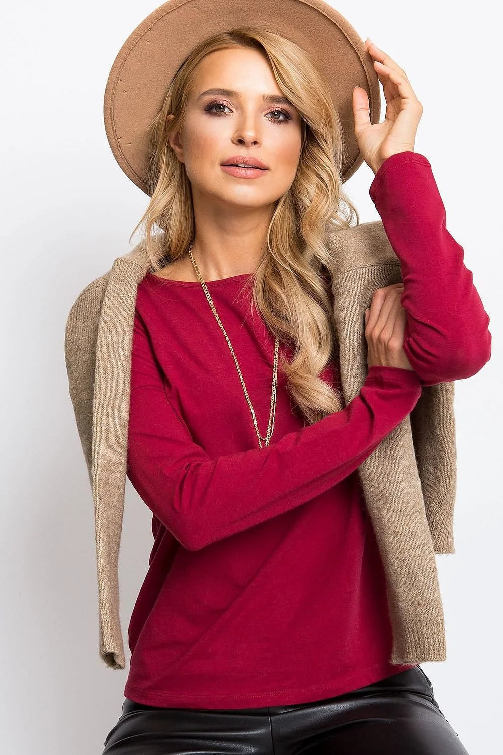 Chemisier ajusté coton élasthanne taupe moderne élégant manches longues nœud central pour femme tendance