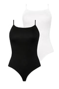 Body Teyli Femme Noir et Blanc Design Minimaliste Matériaux de Haute Qualité Coupe Ajustée Bretelles Spaghetti Polyvalent