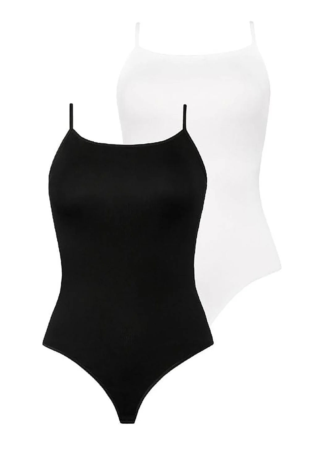 Body Teyli Femme Noir et Blanc Design Minimaliste Matériaux de Haute Qualité Coupe Ajustée Bretelles Spaghetti Polyvalent