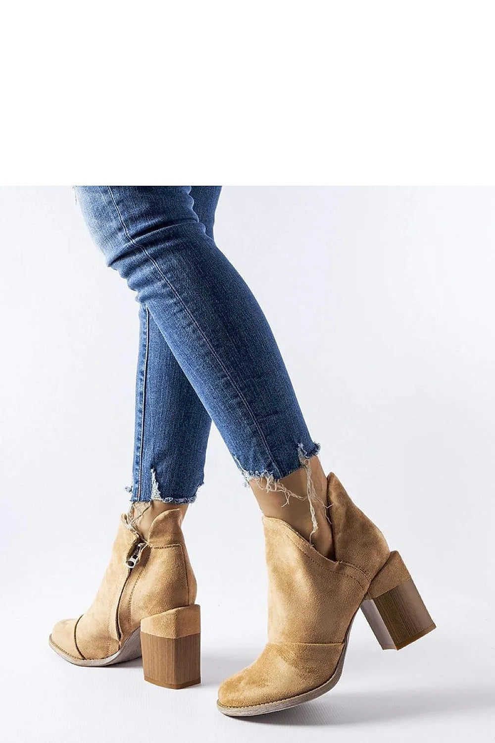 bottines Solea femme camel daim cuirzam écologique western moderne bout effilé tige échancrée talon bloc effetbois 5cm confortable élégante polyvalente