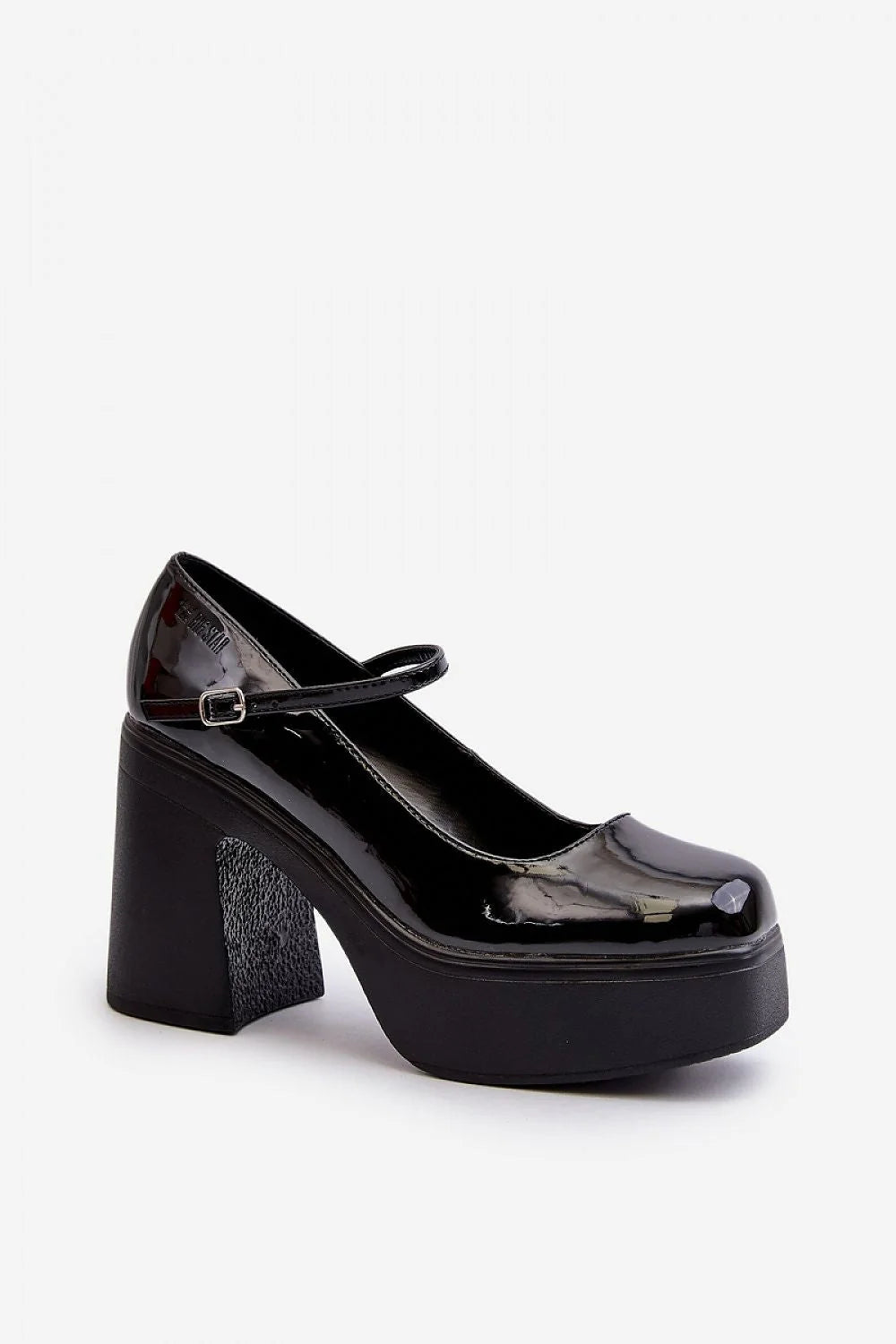 Escarpins rétro Mary Jane plateforme talon carré cuir verni noir luxe femmes occasionnels élégance mode