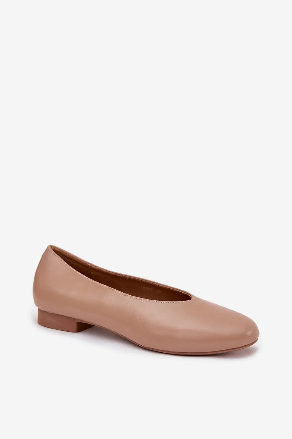 ballerines plates femme similicuir vegan nude taupe bout arrondi ouverture V talon bas carré minimaliste épurée confort quotidien bureau polyvalentes