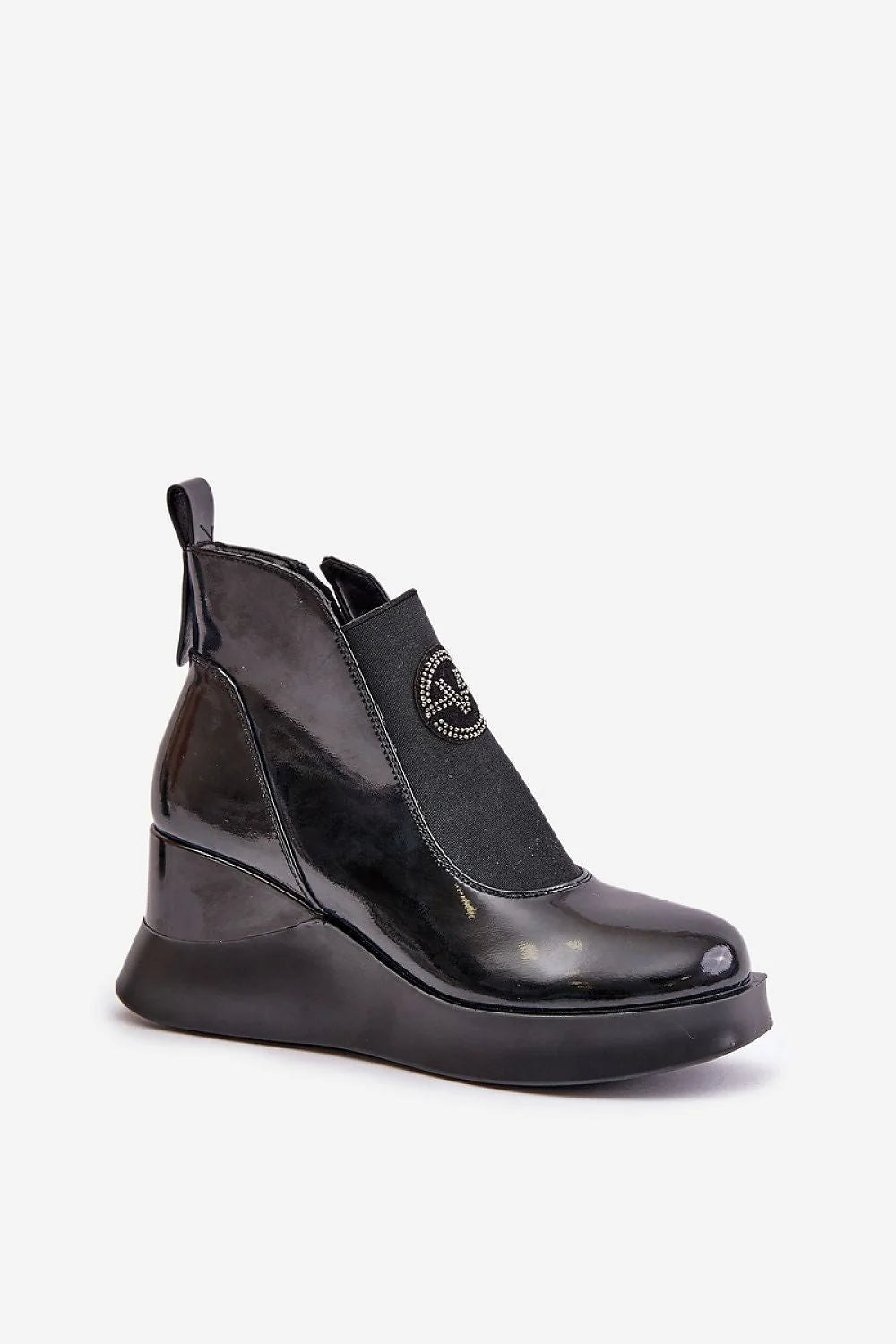 Bottes cothurnes pour femmes cuir naturel moderne élégant talon compensé noir confort tendance design haute qualité occasions multiples