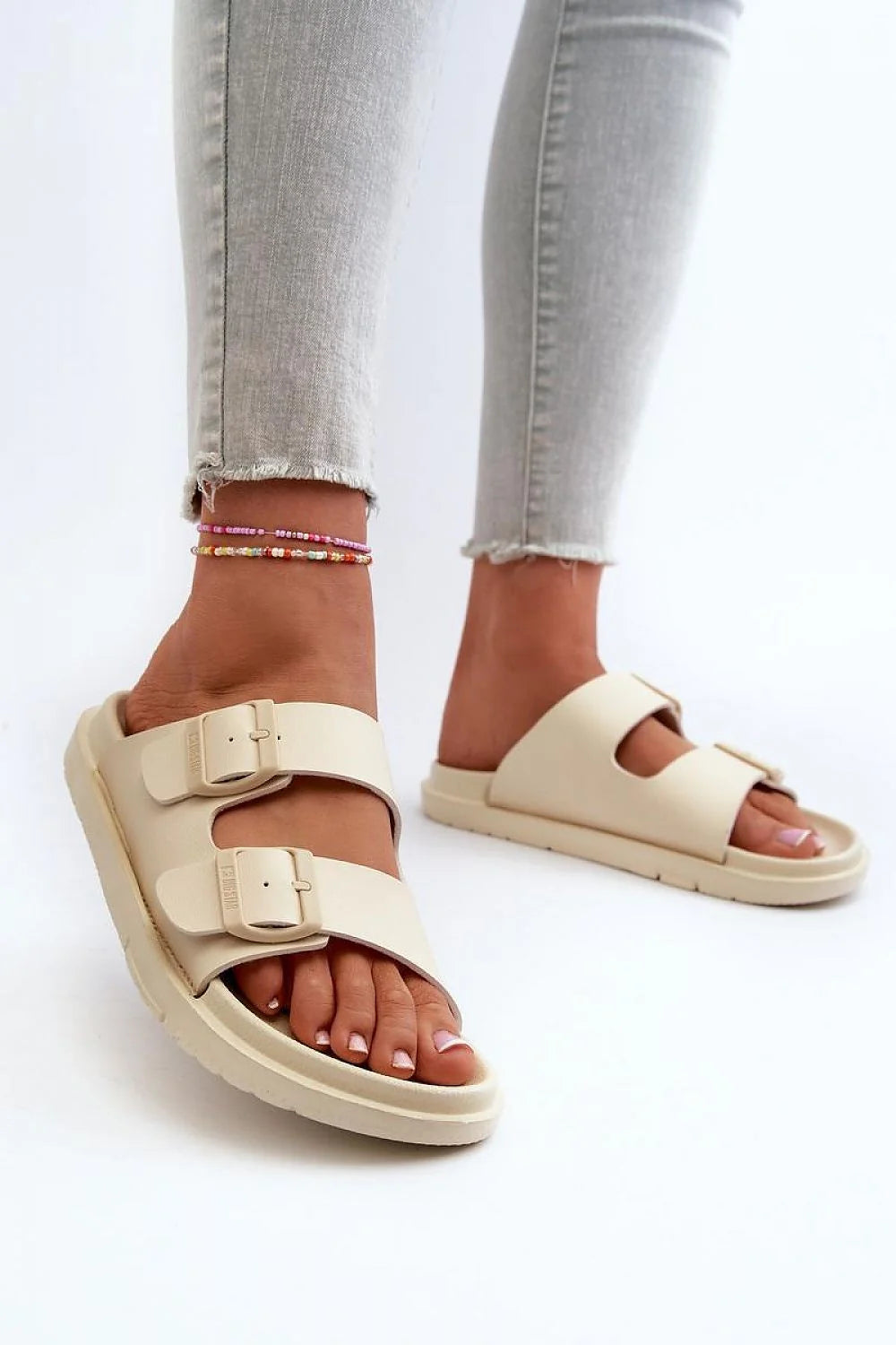 Sandales à bride femmes style moderne décontracté beige doux semelle épaisse confortable adjustable été 2023