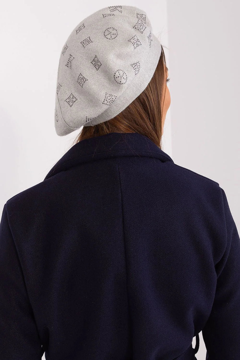 béret tricot strass gris élégant féminin classique ronde ample doux chaud moelleux mélange acrylique coton cachemire texturé parisien