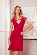 Nuisette sexy Eldar en dentelle et viscose coupe originale manches courtes dos nu couleur rouge vif taille ajustable femme