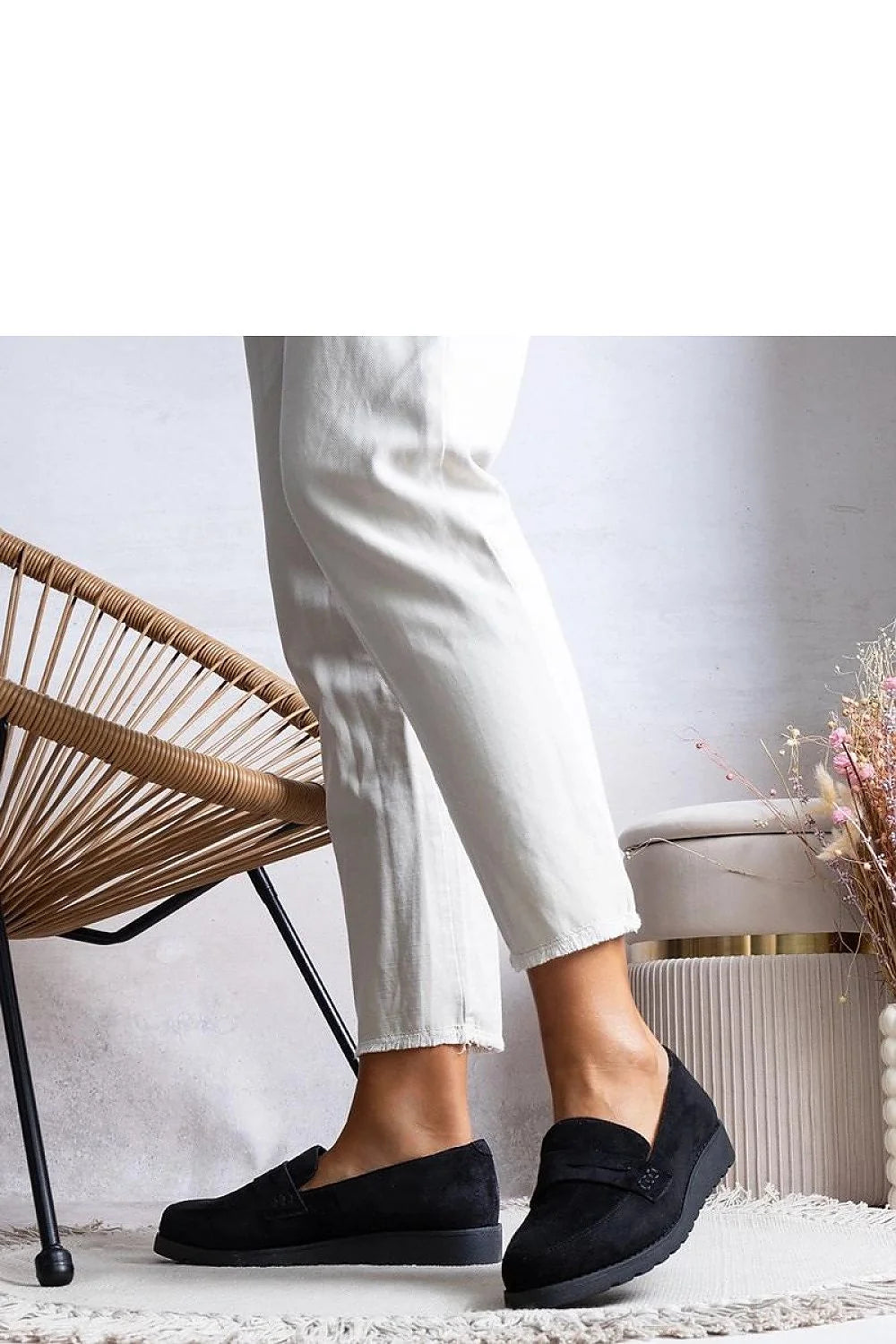 Mocassins femme classiques en daim suède noir confortables et élégants, chaussures basses Souples et polyvalentes pour printemps-été