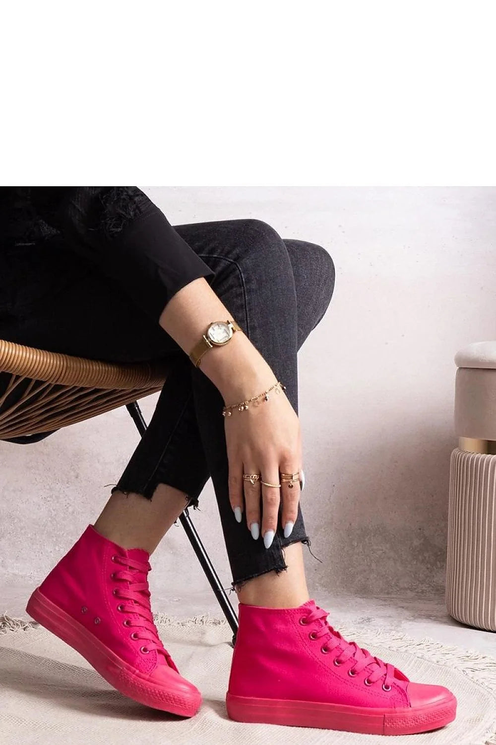 Baskets montantes Solea pour femme, style urbain, couleurs vives, tige en toile, semelle en caoutchouc, fermeture à lacets, confort tout le jour