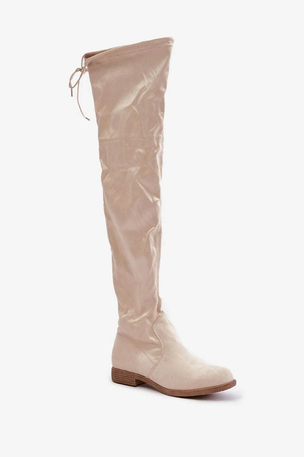 Bottes cuissardes élégantes en suédine écologique pour femme, style moderne, taille ajustable, talon stable, semelle confortable, idéales pour l'automne/hiver