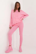 Ensemble femme sweatshirt et legging rose vif style décontracté motif crâne en relief high waist stretch