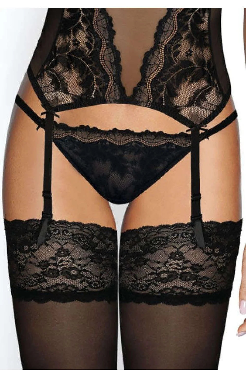 Lingerie féminine sophistiquée noire dentelle motifs floraux tanga soutien-gorge ajustable taille femmes sexy