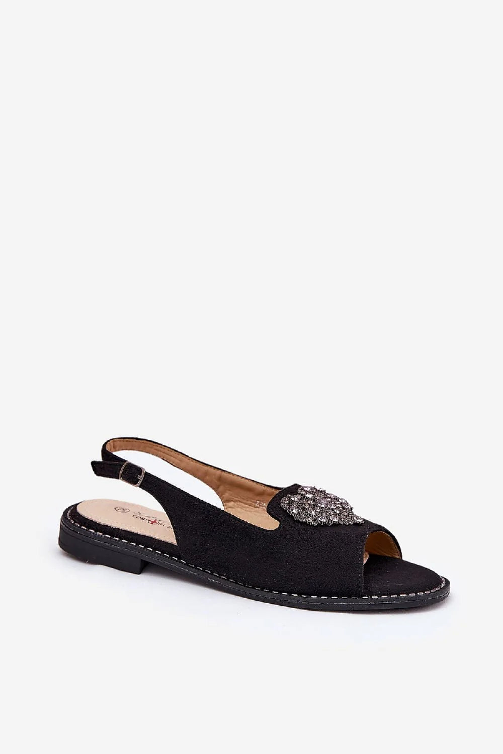 Sandales femmes design sophistiqué matériaux éco-responsables confort tout la journée talon plat cœur strass occasionnels