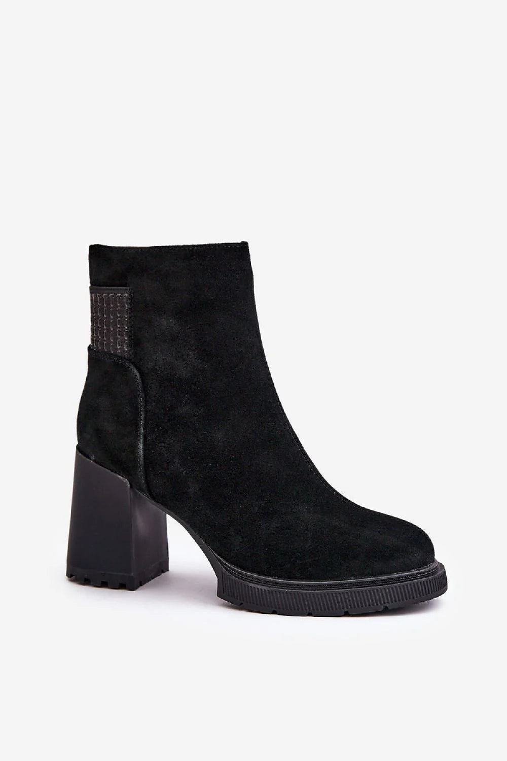 Bottes à talons épaisses en daim noir, style moderne, talon carré 6-8 cm, fermeture éclair latérale, femmes, confort tout jours