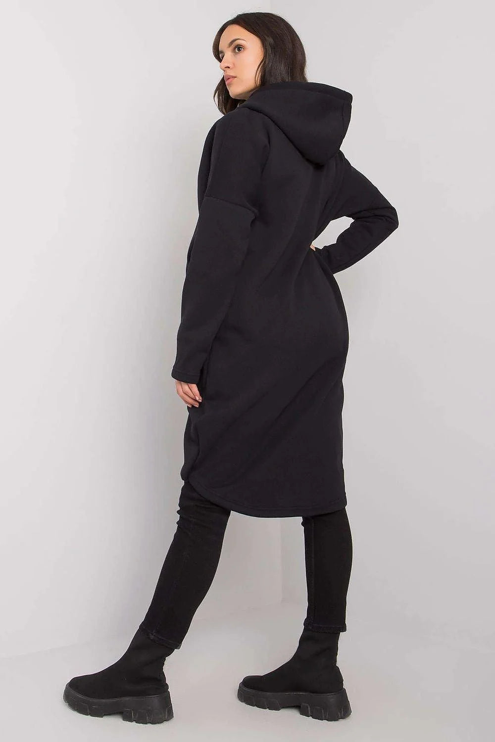 Sweatshirt Relevance pour femme moderne long asymétrique coton élasthanne casual urban style manches longues