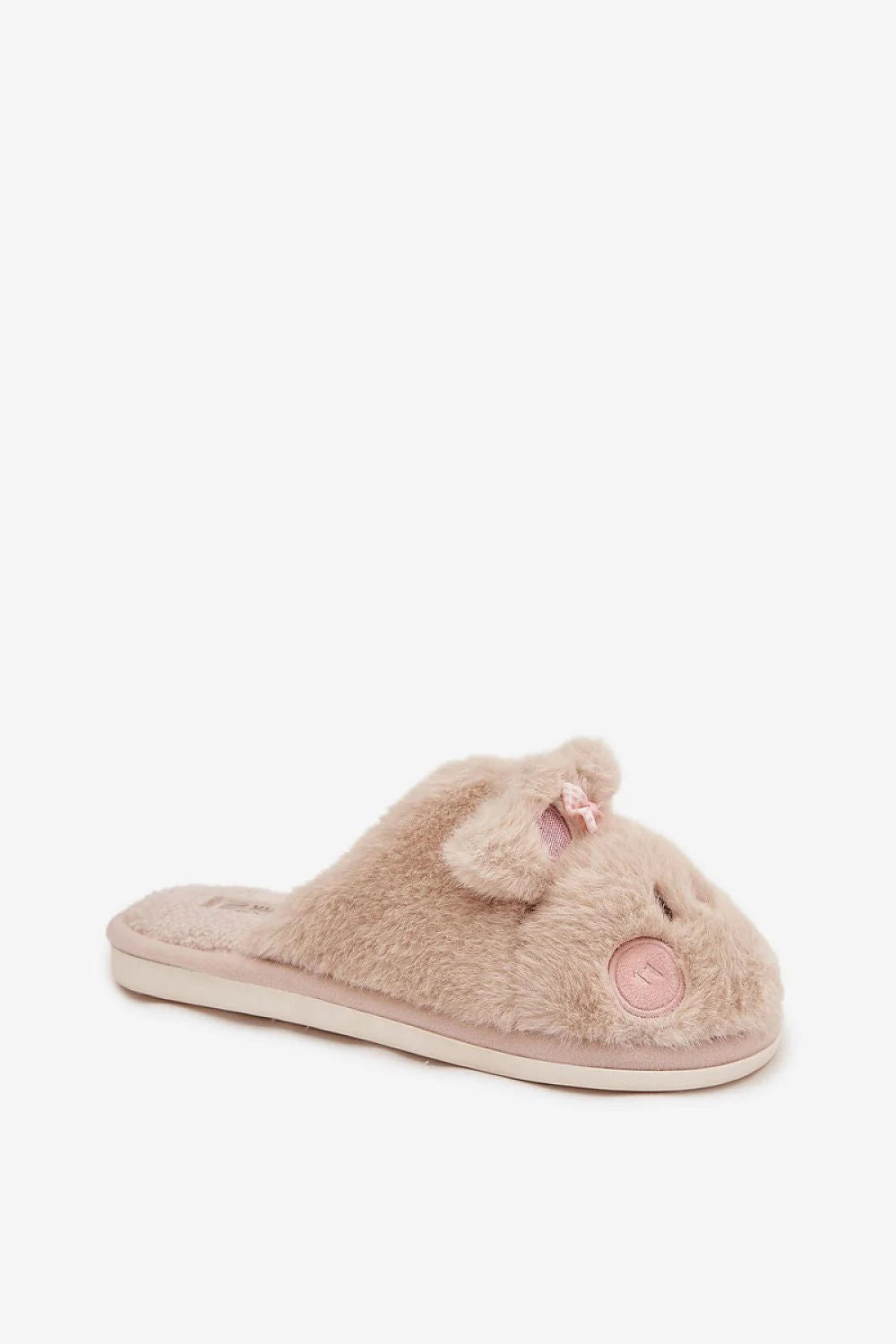 chaussons intérieur femme mules peluche fourrure veloutée doublure rembourrée chaleur confort semelle antidérapante plate bout rond oreilles décoratives nœud mignon