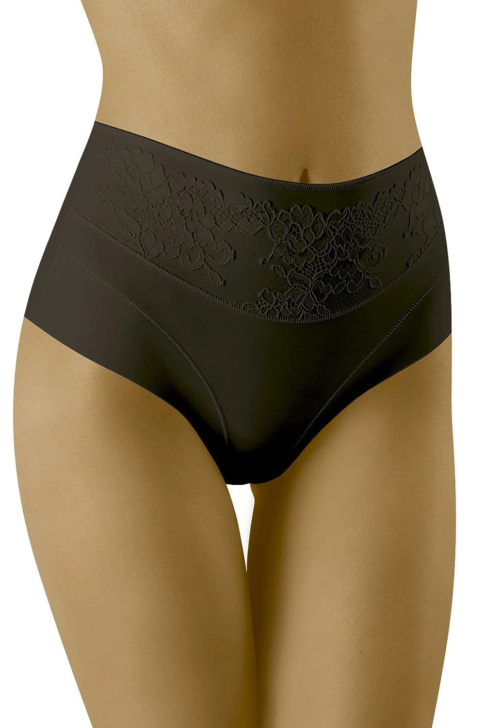 Culotte haute Wolbar taille ajustable dentelle microfibre noire femmes maintien confortable ajustement parfait gainage silhouette féminine