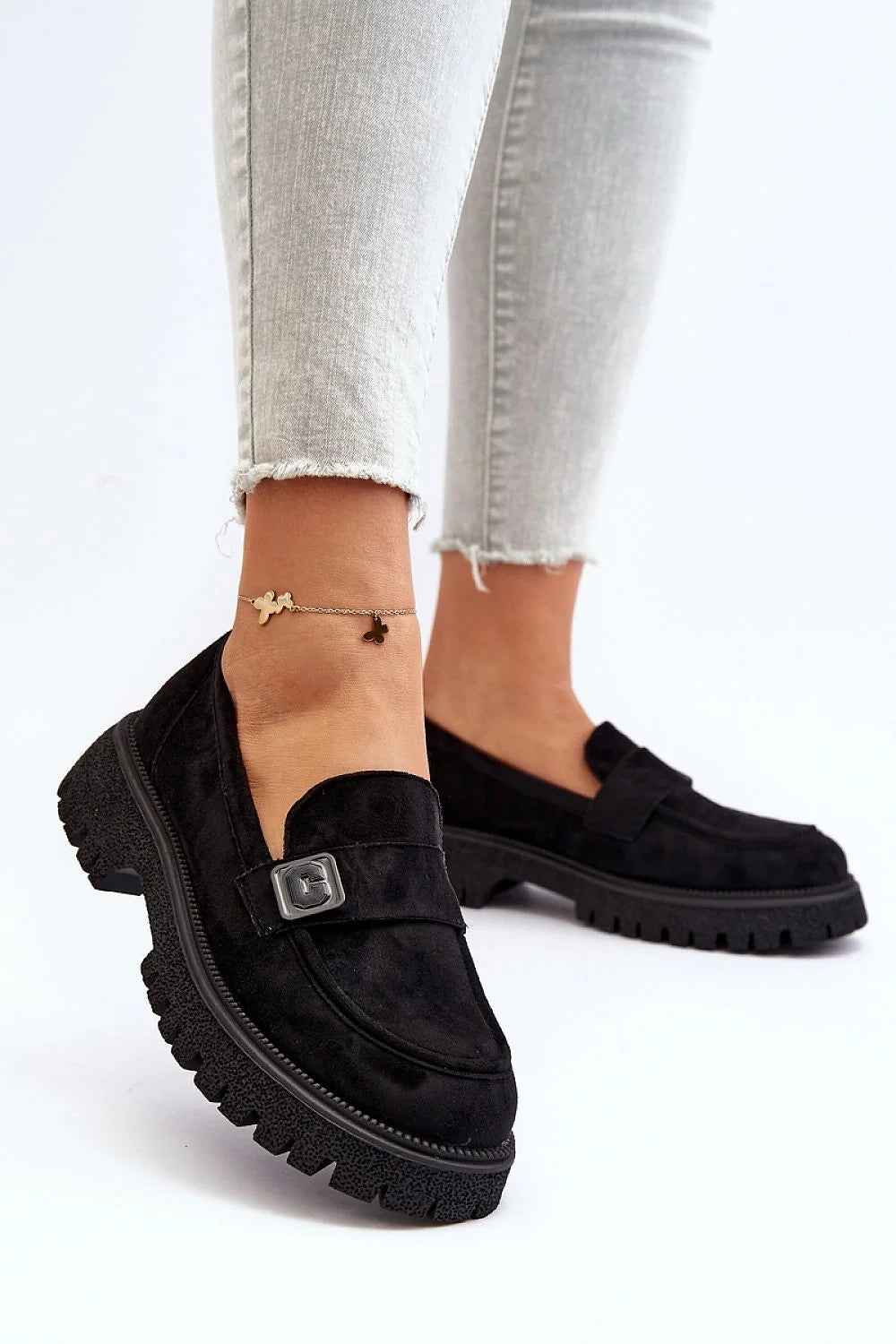 Mocassins élégants mode femmes design contemporain cuir suédé écologique talon bas confortable polyvalent occasion quotidienne