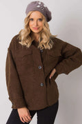 Veste ample en laine bouclée marron chic et béret violet strass décontractés automne-hiver femmes